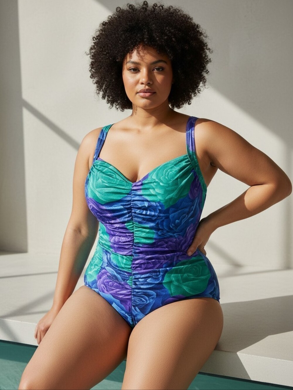 Vintage Jantzen Floral One Piece Swimsuit Size 26W